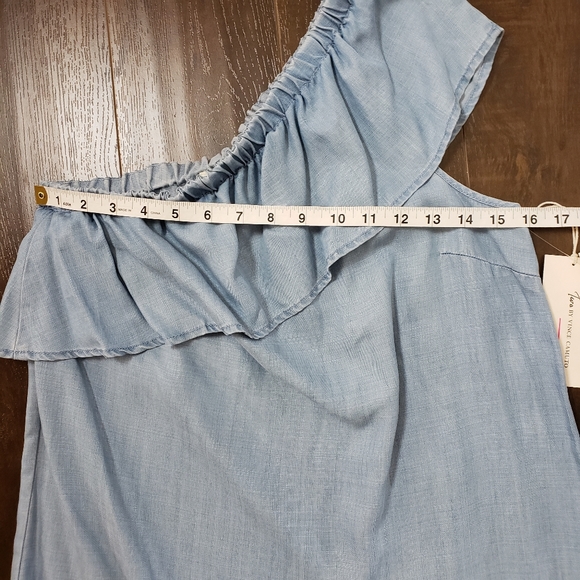 Two By Vince Camuto One Shoulder Ruffle Top Blue - Picture 5 of 8